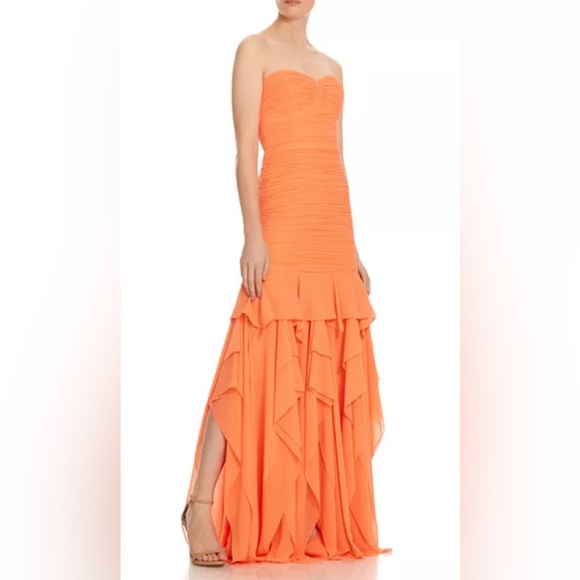 Halston Strapless Georgette Gown - Picture 1 of 11